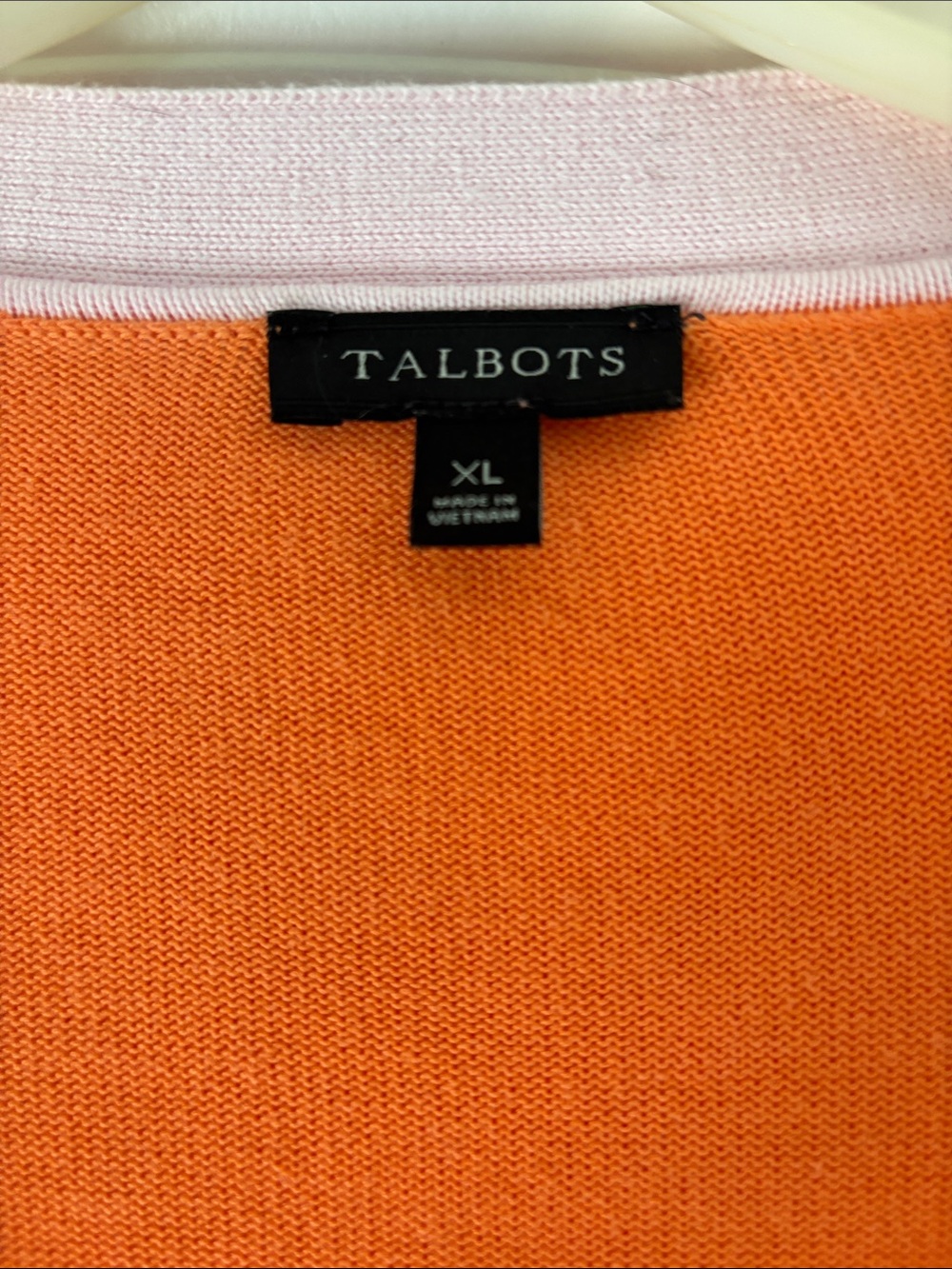 Talbots Orange Cardigan with Pink Trim V-Neck Button Sweater - Picture 2 of 6